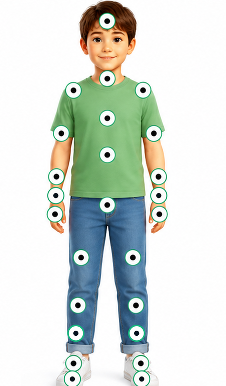 Corps d'enfant habillé vu de face